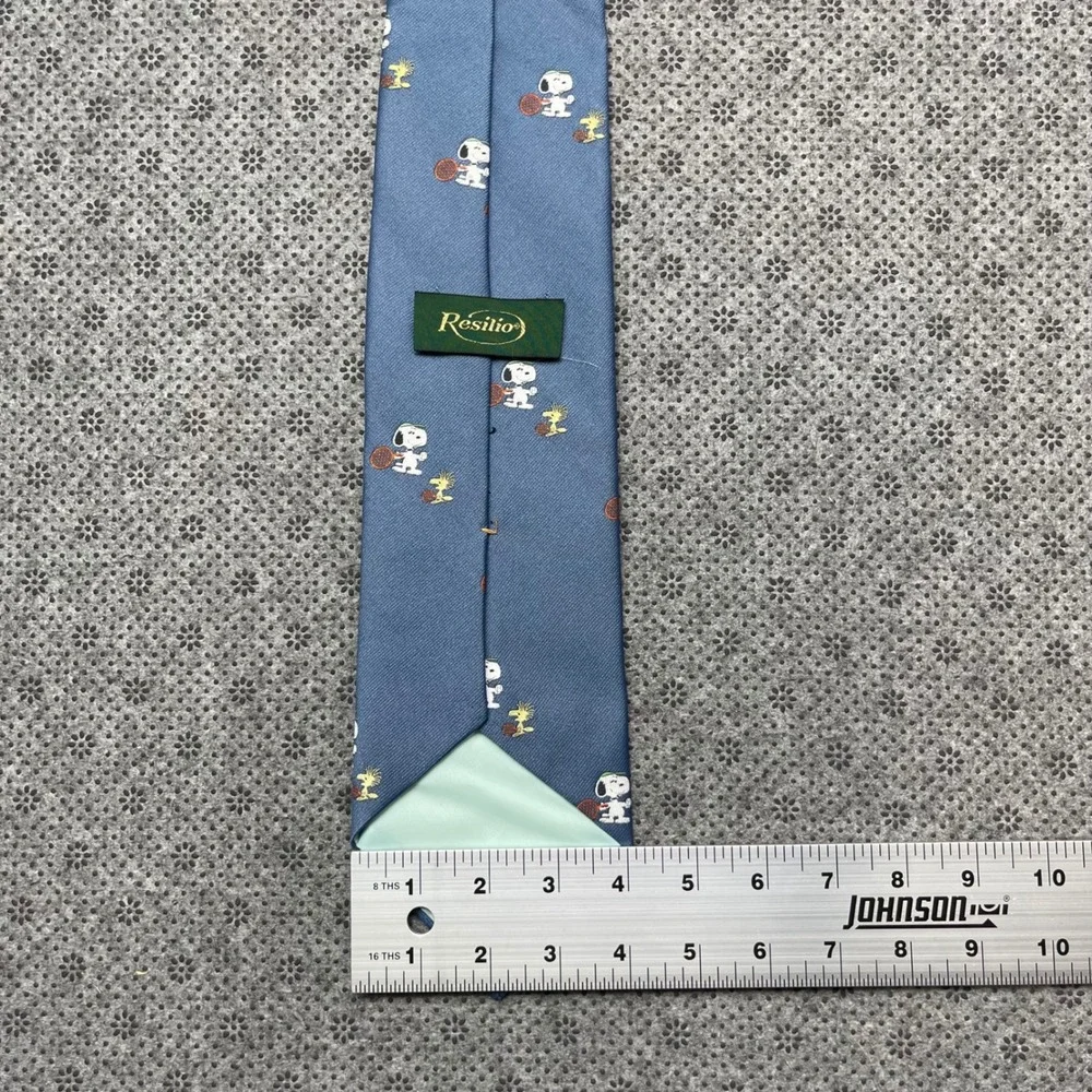Vintage 70s Resilio Peanuts Snoopy Woodstock Tennis Blue Silk Blend Necktie Tie